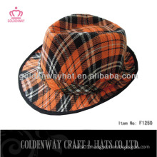 Cheap orange fedora hat made by polyester